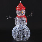 35.4 in. Pre-lit Snowman with Red Hat Christmas Decor Piece LED Cool White, 120 Lights