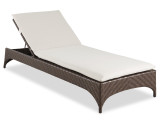 Martinique Java Brown Outdoor Herringbone Wicker and Cast Pumice Cushion Chaise Lounge