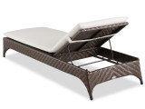 Martinique Java Brown Outdoor Herringbone Wicker and Cast Pumice Cushion Chaise Lounge