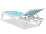 Pacifica White Polypropylene and Turquoise Sling Chaise Lounge