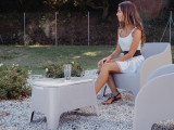 Petra Taupe Grey Resin Lounge Chair