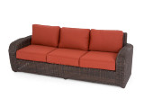 Biscayne Sangria Outdoor Wicker and Canvas Henna Cushion and 3 Pc. Sofa Group with 48 x 28 in. Coffee Table