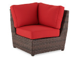 Valencia Sangria Outdoor Wicker and Jockey Red Cushion 4 Pc. Sectional Group with 48 x 28 in. Glass Top Coffee Table