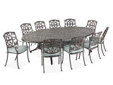 Carlisle Aged Bronze Cast Aluminum and Cast Mist Cushion 11 Pc. Dining Set with 118 x 71 in. Table