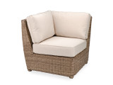 Biscayne Driftwood Outdoor Wicker and Canvas Flax Cushion 4 Pc. Sectional Group with 34 x 34 in. Coffee Table