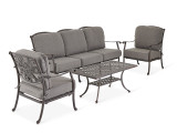 Carlisle Aged Bronze Cast Aluminum and Essential Granite Cushion 4 Pc. Sofa Group with 45 x 24 in. Coffee Table