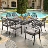 Cadiz Aged Bronze Cast Aluminum 9 Pc. Dining Set with 64 in. Sq. Table
