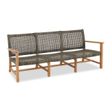 Hampton Driftwood Outdoor Wicker and Solid Teak 3 Pc. Sofa Group with 55 x 32 in. Coffee Table