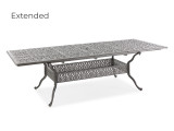 Naples Saddle Grey Cast Aluminum and Kahlua Cushion 9 Pc. Dining Set with 71-103 x 44 in. Double Extension Table