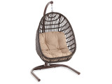 Martinique Matte Chocolate Outdoor Wicker with Sand Cushion Hanging Swing Chair