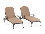 Carlisle Aged Bronze Cast Aluminum and Topsail Kahlua Cushion 2 Pc. Chaise Lounge Set