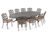 Carlisle Aged Bronze Cast Aluminum and Topsail Kahlua Cushion 11 Pc. Dining Set with 118 x 71 in. Table