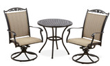 Bellagio Desert Bronze Cast Aluminum and Lamont Curry Sling 3 Pc. Swivel Bistro Set with 30 in. D Table