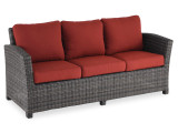 Venice Silver Oak Outdoor Wicker and Canvas Henna Cushion 6 Pc. Sofa Group with 59 x 32 in. Lounge Table