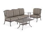 Carlisle Aged Bronze Cast Aluminum and Cultivate Stone Cushion 3 Pc. Sofa Group with 45 x 24 in. Coffee Table