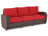 Valencia Sangria Outdoor Wicker and Jockey Red Cushion 4 Pc. Sofa Group with 48 x 28 in. Glass Top Coffee Table