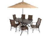 Florence Wicker Chestnut Outdoor Wicker 7 Pc. Dining Set with 72 x 42 in. Cast Aluminum Table