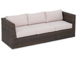 Modena Aspen Outdoor Wicker 4 pc. Cast Pumice Cushion Sofa Seating with 32 x 32 in. Glass Top Coffee Table