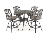 Carlisle Aged Bronze Cast Aluminum and Cultivate Stone Cushion 5 Pc. Bar Set with 48 in. D Table