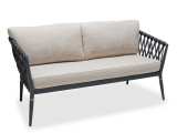 Key West Dark Grey Aluminum and Cappuccino Cushion 4 Pc. Sofa Group with 43 x 27 in. Coffee Table