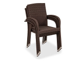 Barbados Coffee Steel and Outdoor Wicker 4 Pc. Stacking Dining Chair