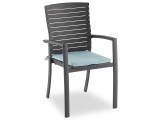 Miami Dark Grey Aluminum and Coastal Blue Cushion 7 Pc. Dining Set with 63 x 36 in. Table