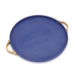 16 in. D Aluminum Serving Tray with Gold Handles