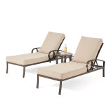 Ravello Scoria Aluminum with Cushions 3 Pc. Chaises Set + 20 in. D Slat Top Side Table