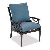 Essex Brushed Bronze Aluminum and Cast Lagoon Cushion Dining chair