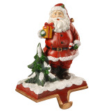 6.5 in. Santa Holding a Gift Box and Candy Cane Stocking Holder