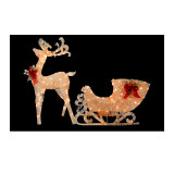 38 x 48 in. Santa's Sleigh with Reindeer Decor Piece LED Clear, 140 Lights