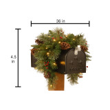 36 in. Colonial Mailbox Pine Swag LED Warm White, 15 Lights