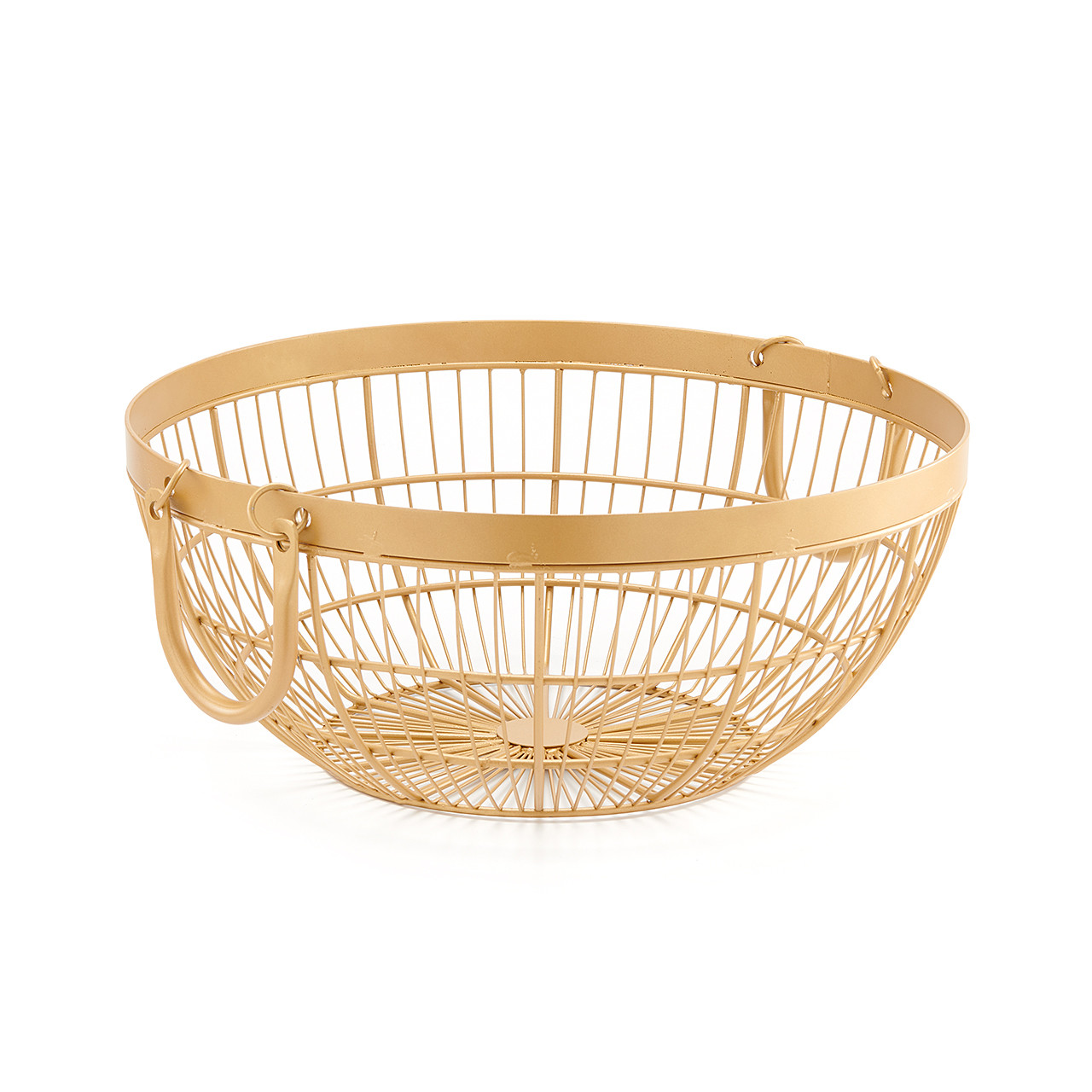 17 x 8 in. Gold Wire Steel Basket with Rounded Handles