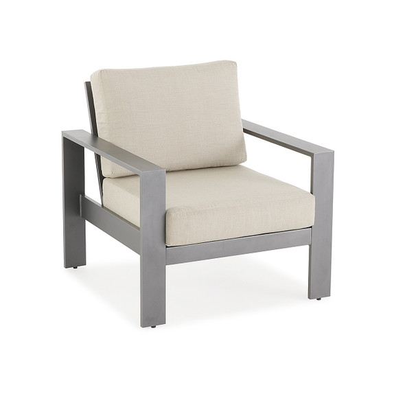 Soho Slate Grey Aluminum with Cushions 4 Piece Sofa Group + Club Chairs + 50 x 28 in. Coffee Table
