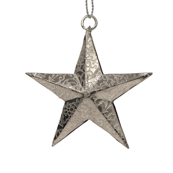 In-Store Only - 3.5 in. Etched Silver Star Iron Christmas Ornament In-Store Only - 3.5 in. Etched Silver Star Iron Christmas Ornament