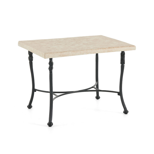 Chateau Rust Cast Aluminum 28 x 21 in. Marble Top Side Table