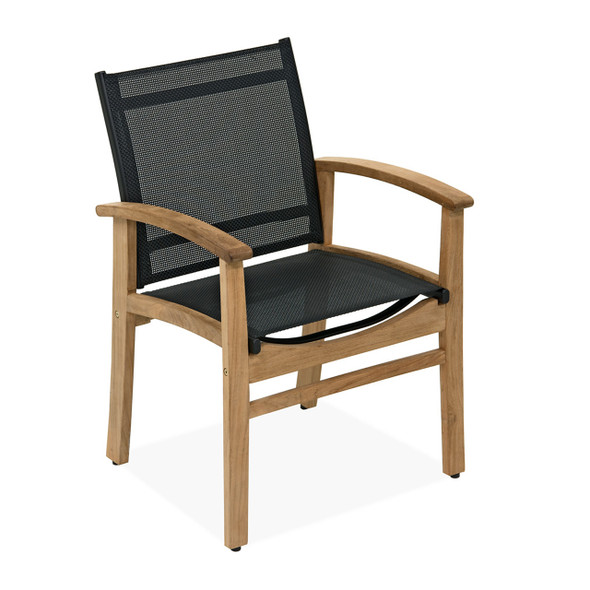 Sedona Teak and Black Sling 7 Piece Dining Set with 71 x 39 in. Table