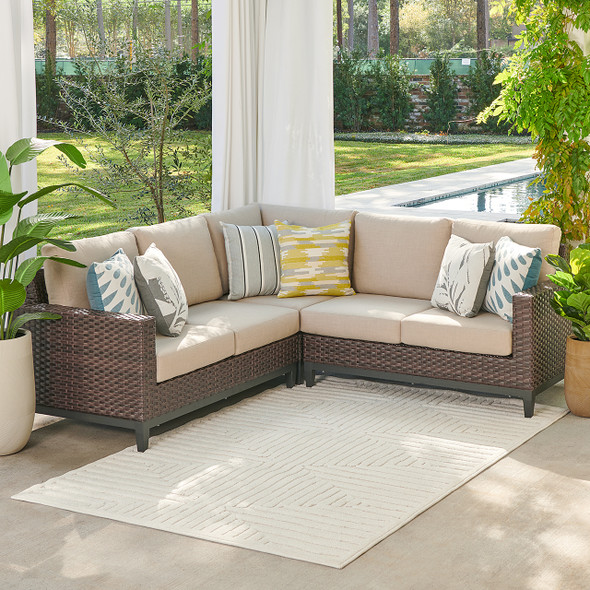 Aspen Outdoor Wicker and Cushion 3 Pc. Sectional Group