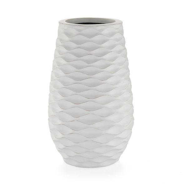 In-Store Only - 6.3 x 13 in. Small White Washed Wave Planter