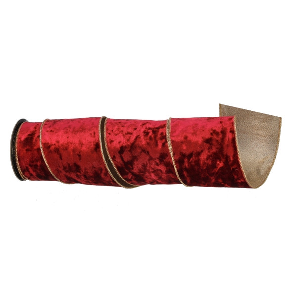 In-Store Only - 4 in. x 15 ft. Burgundy Luxury Textured Velvet Ribbon
