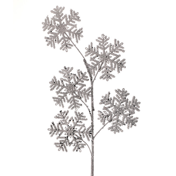 In-Store Only - 27 in. Silver Glittered Snowflake Pick In-Store Only - 27 in. Silver Glittered Snowflake Pick