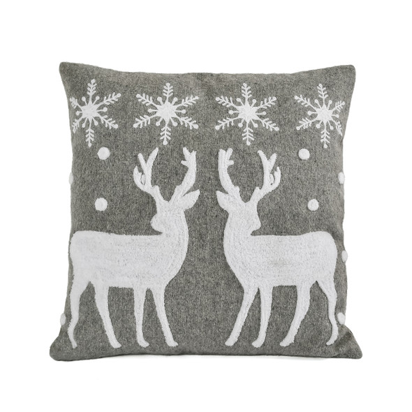 National Tree Company 18 in. Grey Deer Pillow
