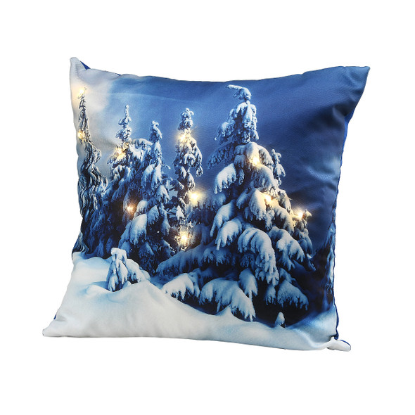 National Tree Company 17 in. Winter Scene Pillow with 10 LED Lights