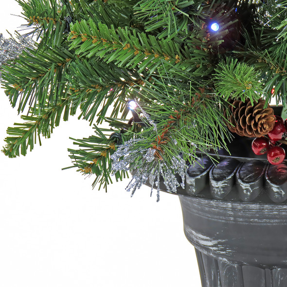 24 in. Crestwood Spruce Porch Bush with 50 Twinkly LED Lights