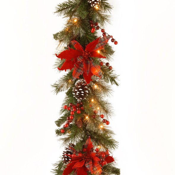 National Tree Company 9 ft. Tartan Plaid Garland with 50 LED Lights