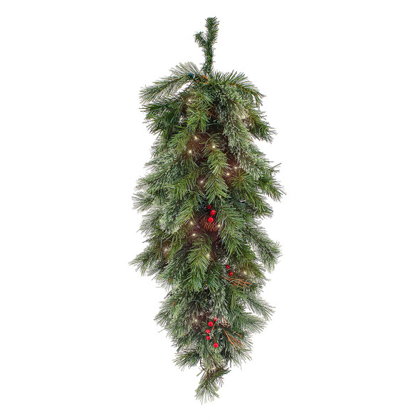 36 in. Glistening Pine Teardrop with 50 LED Lights