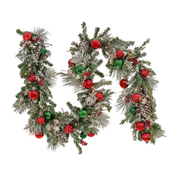 National Tree Company 9 ft. General Store Collection Decorated Garland with 100 LED Lights