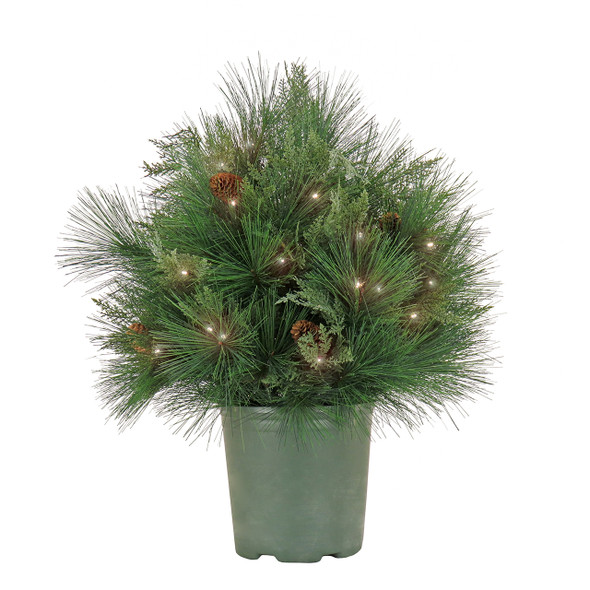 National Tree Company 26 in. Black Tie Planter Filler with 60 LED Lights