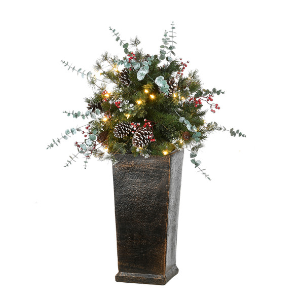 National Tree Company 3 ft. Potted Meadow Basin Tree with 50 LED Lights