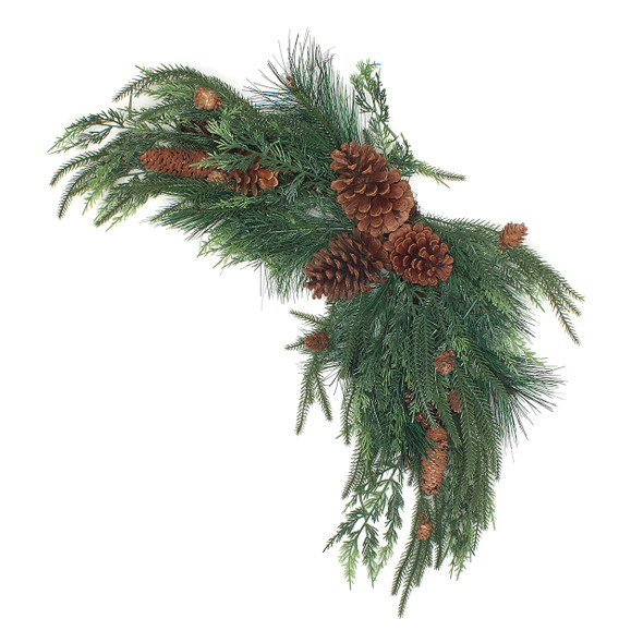 National Tree Company 26 in. Christmas Corner Swag with Assorted Pinecones